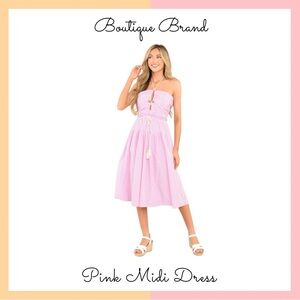 Pink Striped Midi Dress